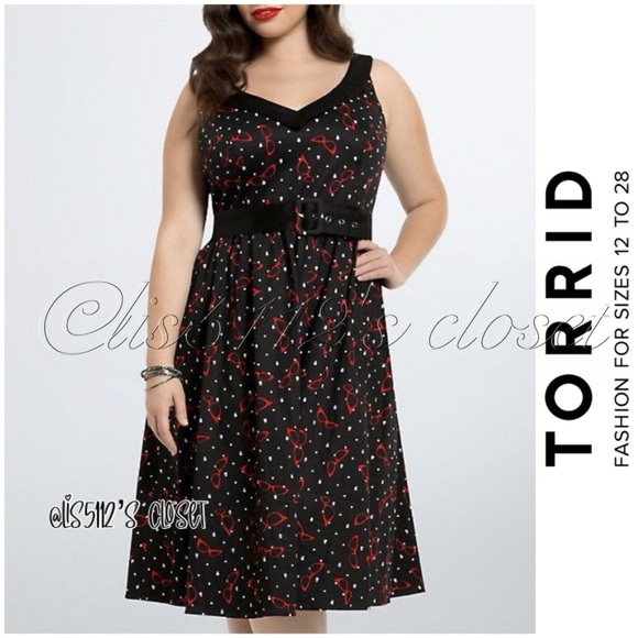 Torrid Retro Chic 50’s Sunglasses Rockabilly Pinup Swing Dress 28 5X - Picture 1 of 14